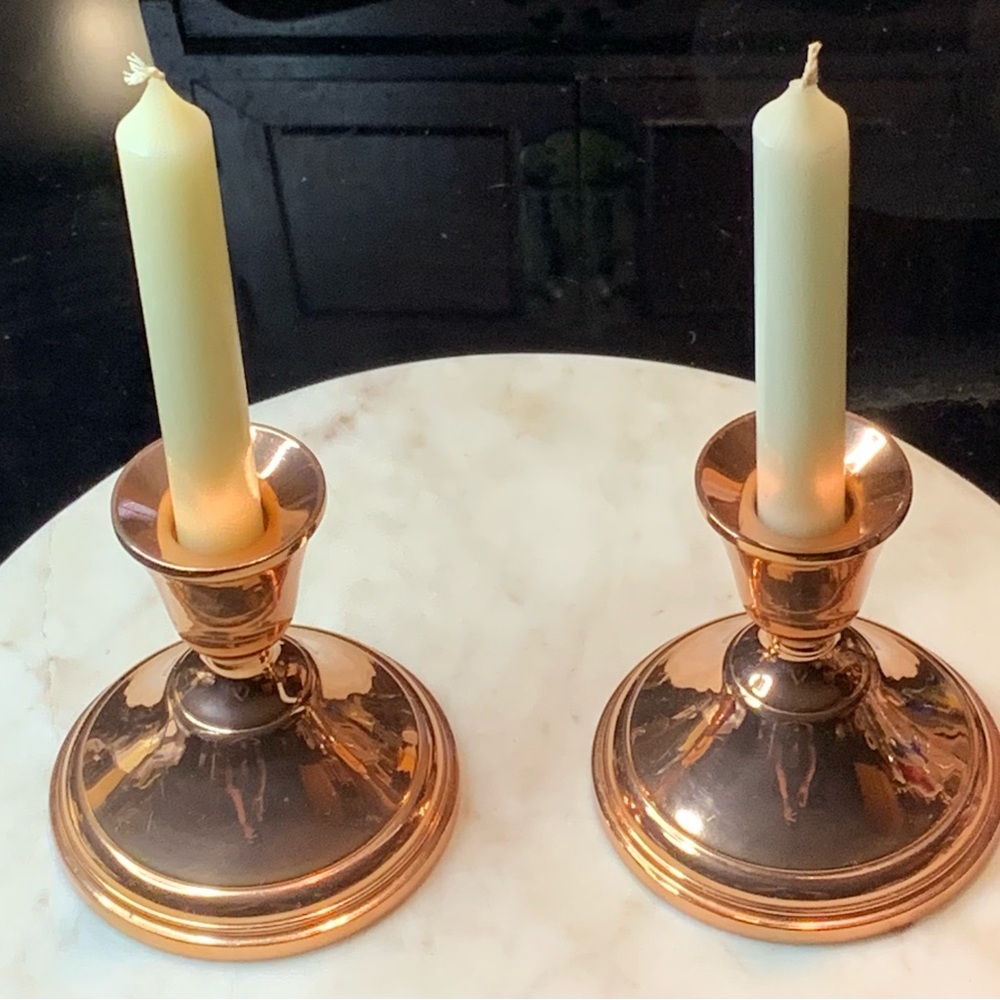 COPPERCRAFT GUILD CANDLE STICK SET VINTAGE 4 INCH 1970s TRADITIONAL COPPER